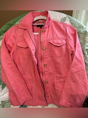 Talbots Light Coral-Pink Casual Safari  Utility Jacket Petite Small NWOT